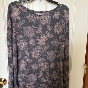 Liz Claiborne Pink and Gray Floral Top